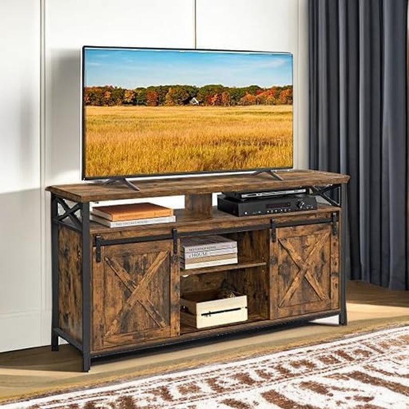 TV Stand for 65 Inch TV, Entertainment Center, TV Table and Console, TV Cabinet with Adjustable Shelves, Industrial Design, Rustic Brown and Black ULTV071B01-4