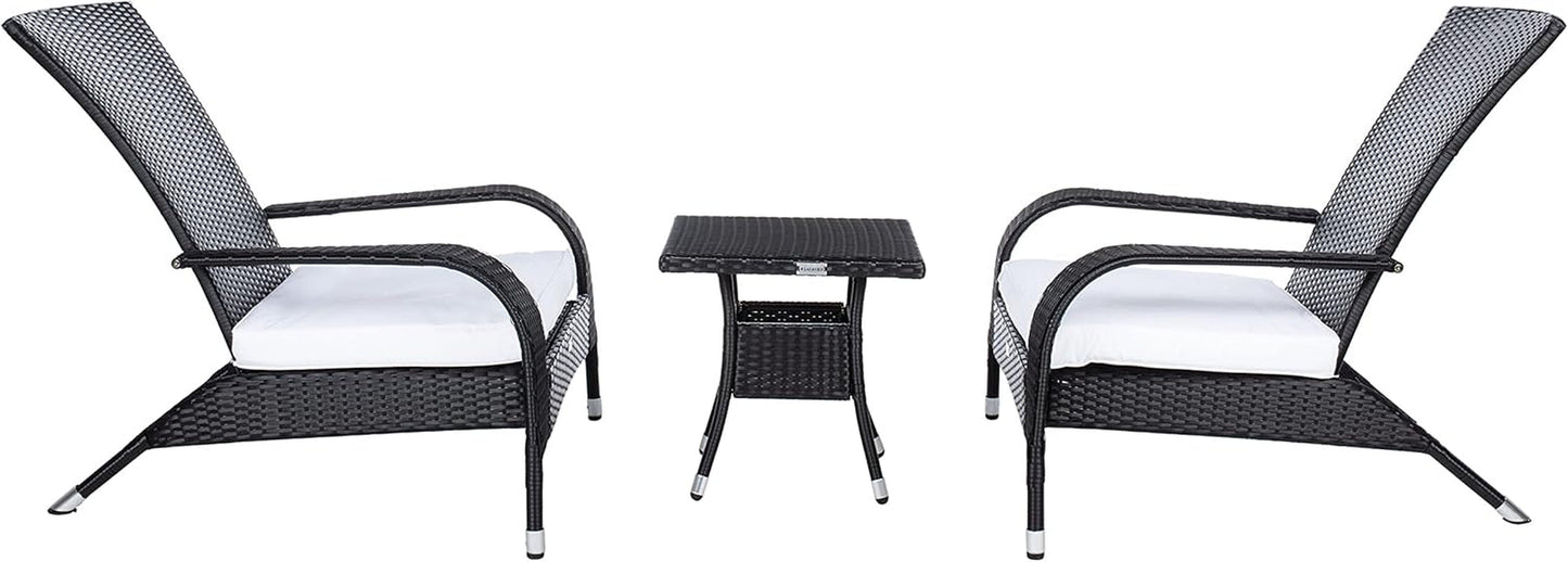 Outdoor Collection Edna Black/White Cushion 3-Piece Lounge Set PAT7719A-4