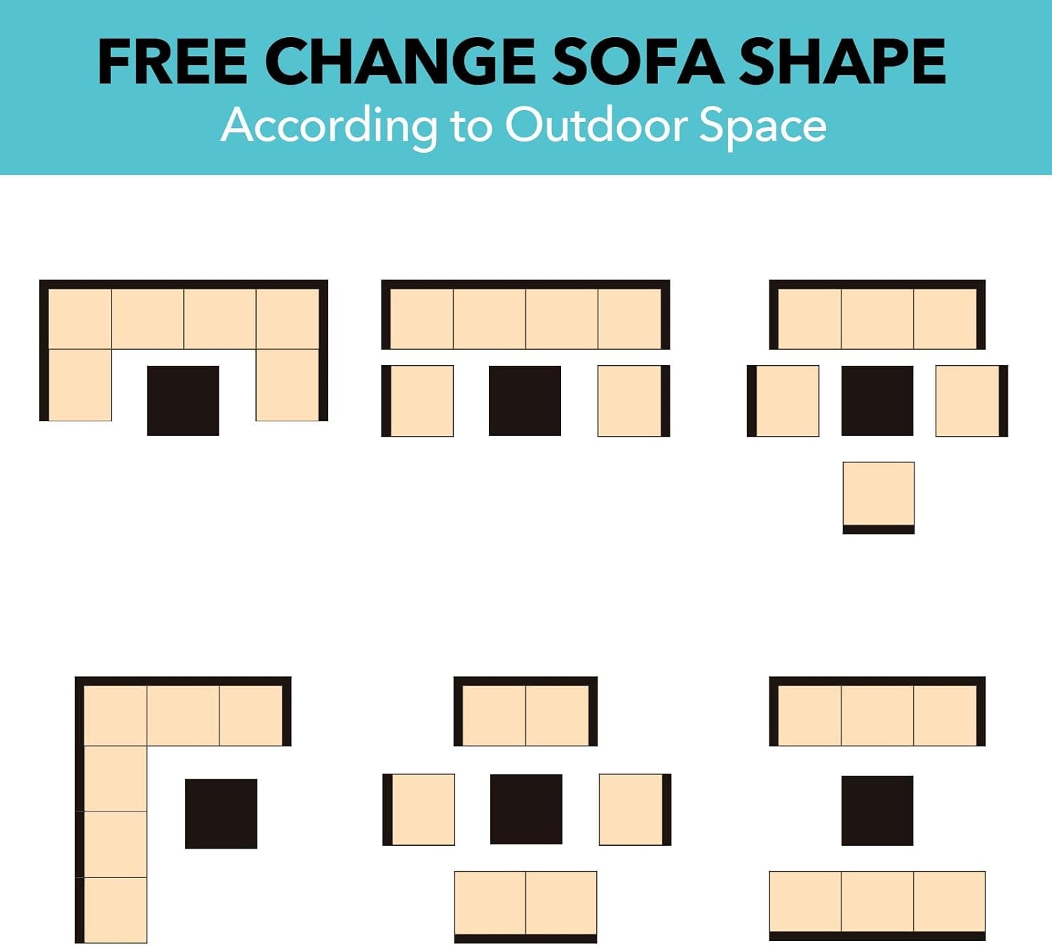 7 Pieces Outdoor Patio Furniture Sets,Rattan Conversation Sectional Set,Manual Weaving Wicker Patio Sofa with Tea Table-1