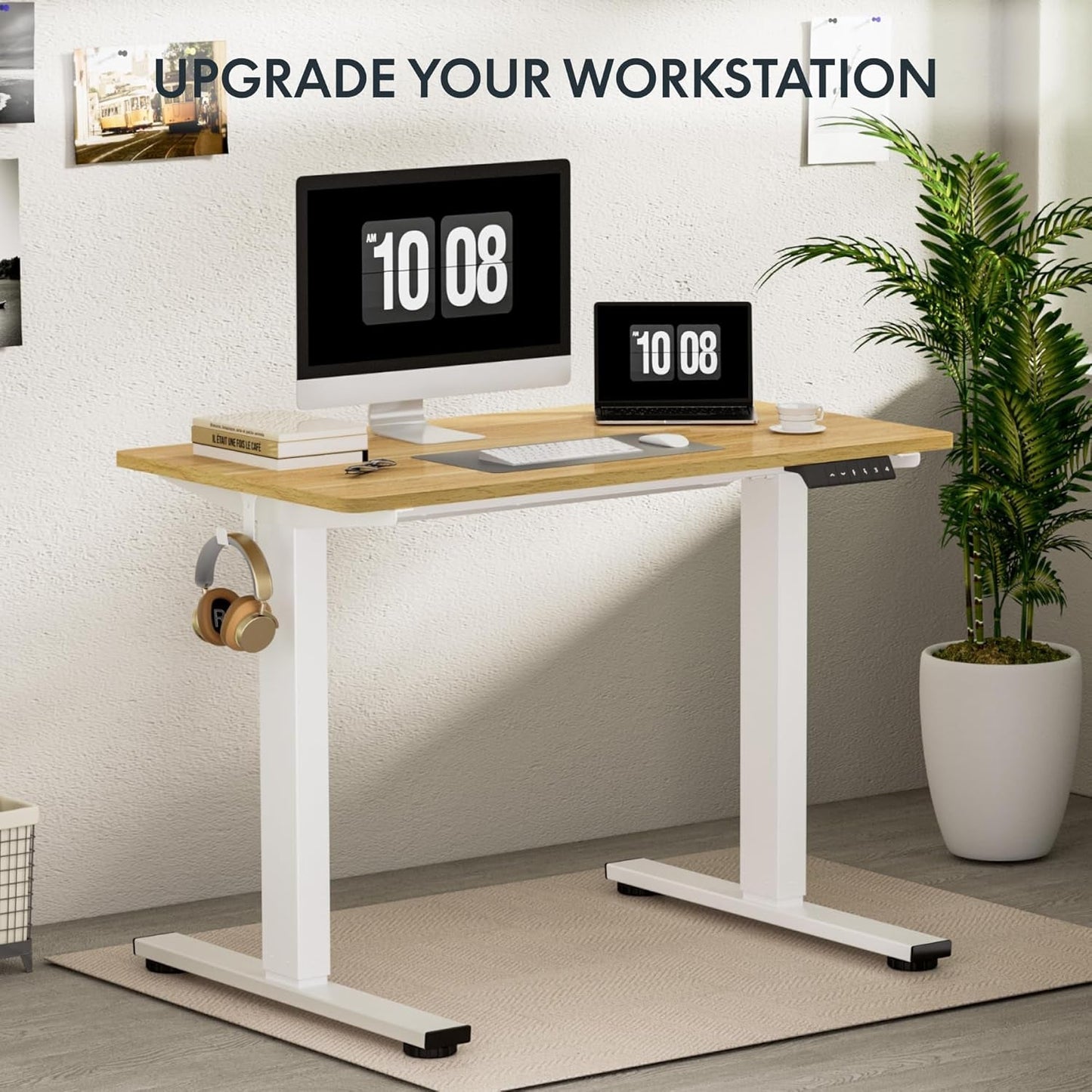 48" Maple Top White Frame Standing Desk-4
