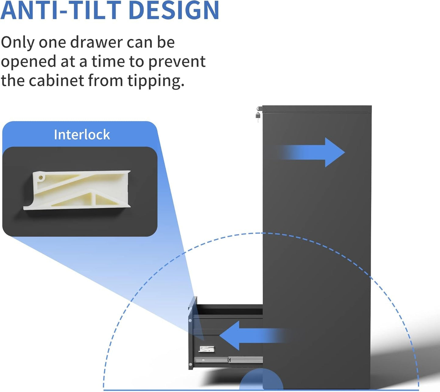 4 Drawer File Cabinet for Home Office, Vertical File Cabinet with Lock, Locking File Cabinet Hanging Files for A4/ Legal/Letter, Require Assembly, Black-4