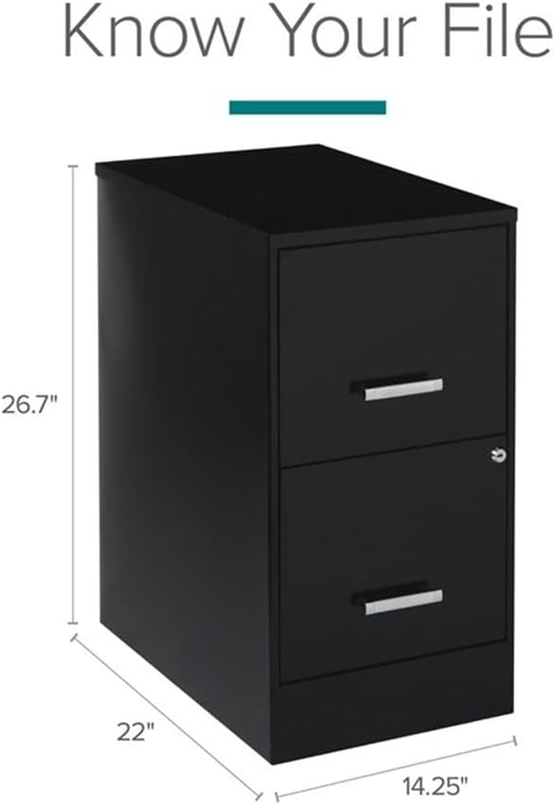 Black 2 Drawer Metal Vertical File Cabinet-1