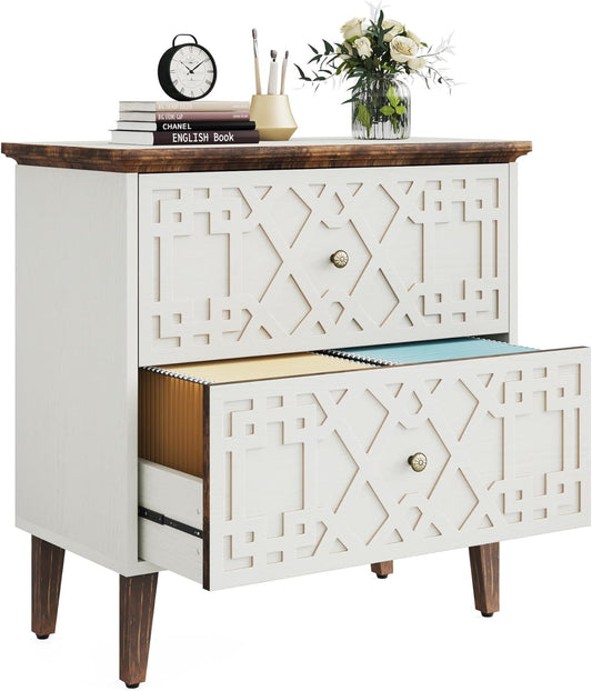 2-Drawer File Cabinet, Lateral Filing Cabinet for A4/Letter/Legal Size, Office Storage Cabinet, Printer Stand with Storage Drawer for Home Office-0