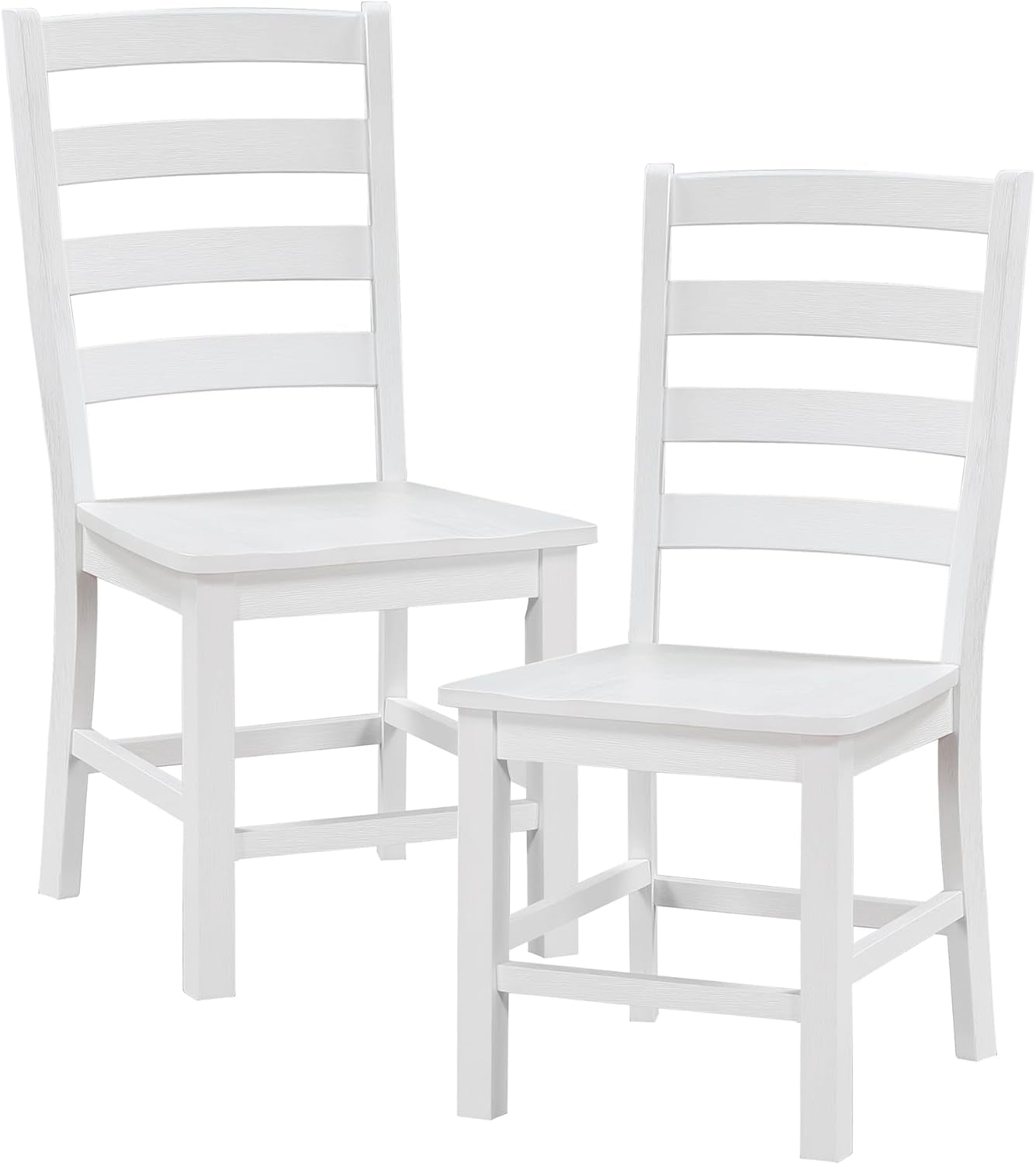 Dining Chairs Set of 2, Dining Chairs with Solid Wood Legs and Footrest, High Ladder Back Farmhouse Dining Chairs, Wooden Dining Room Chairs, White-2