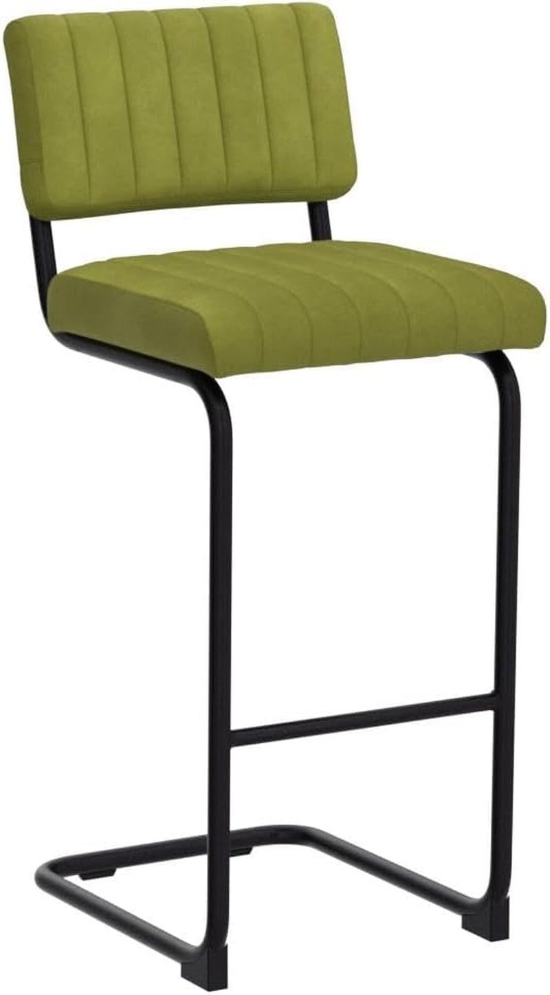 30'' Modern Bar Stools with Tufted Backs, Upholstered Velvet Fabric Bar Height Stools Chairs, Mid Century Cantilever Barstools for Kitchen Island Pub Set of 2-3