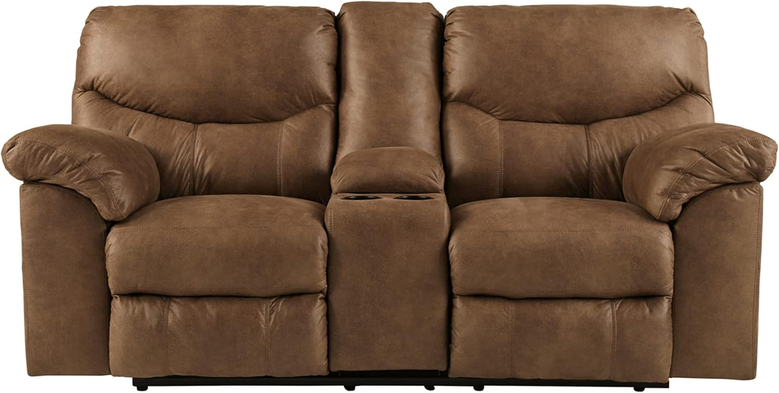Brown Faux Leather Recliner Loveseat-2