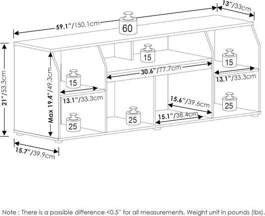 Jaya TV Stand for up to 65 Inch TV, Gaming Enterteinment Center with LED Lights, Living Room Media Console Table, Americano-1