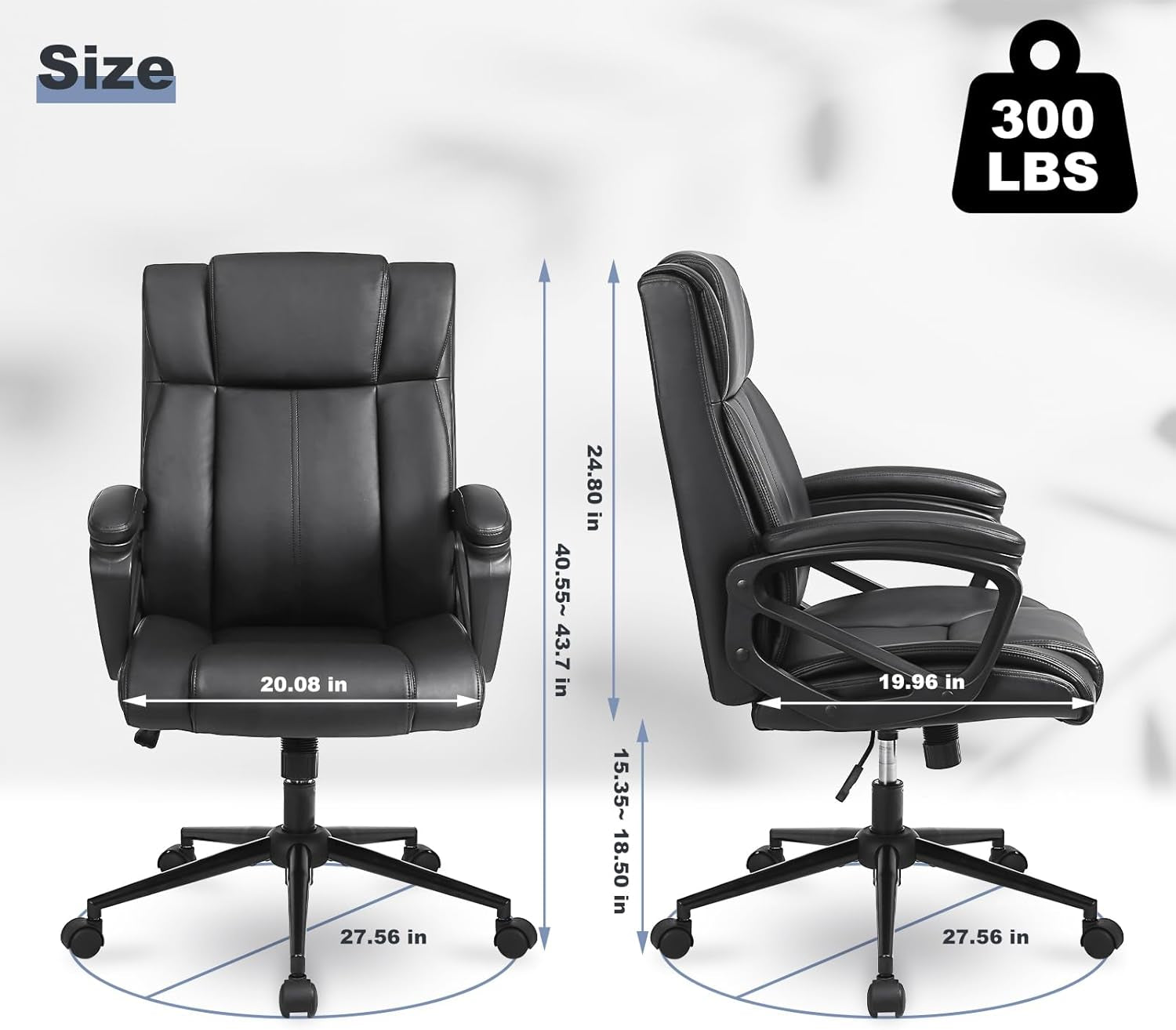 Ergonomic Leather Office Chairs, Lumbar Support, Set of 2-2