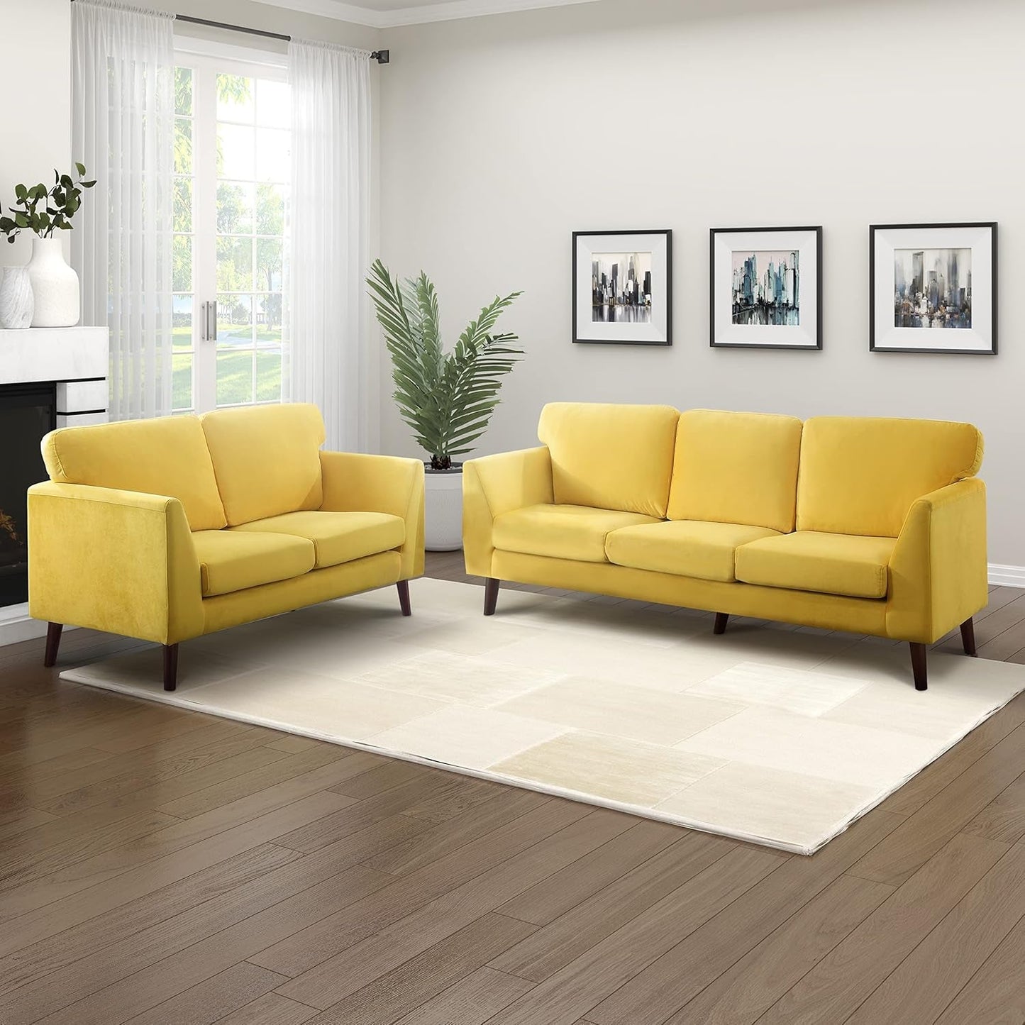 Escandon 2-Piece Living Room Set, Yellow-0