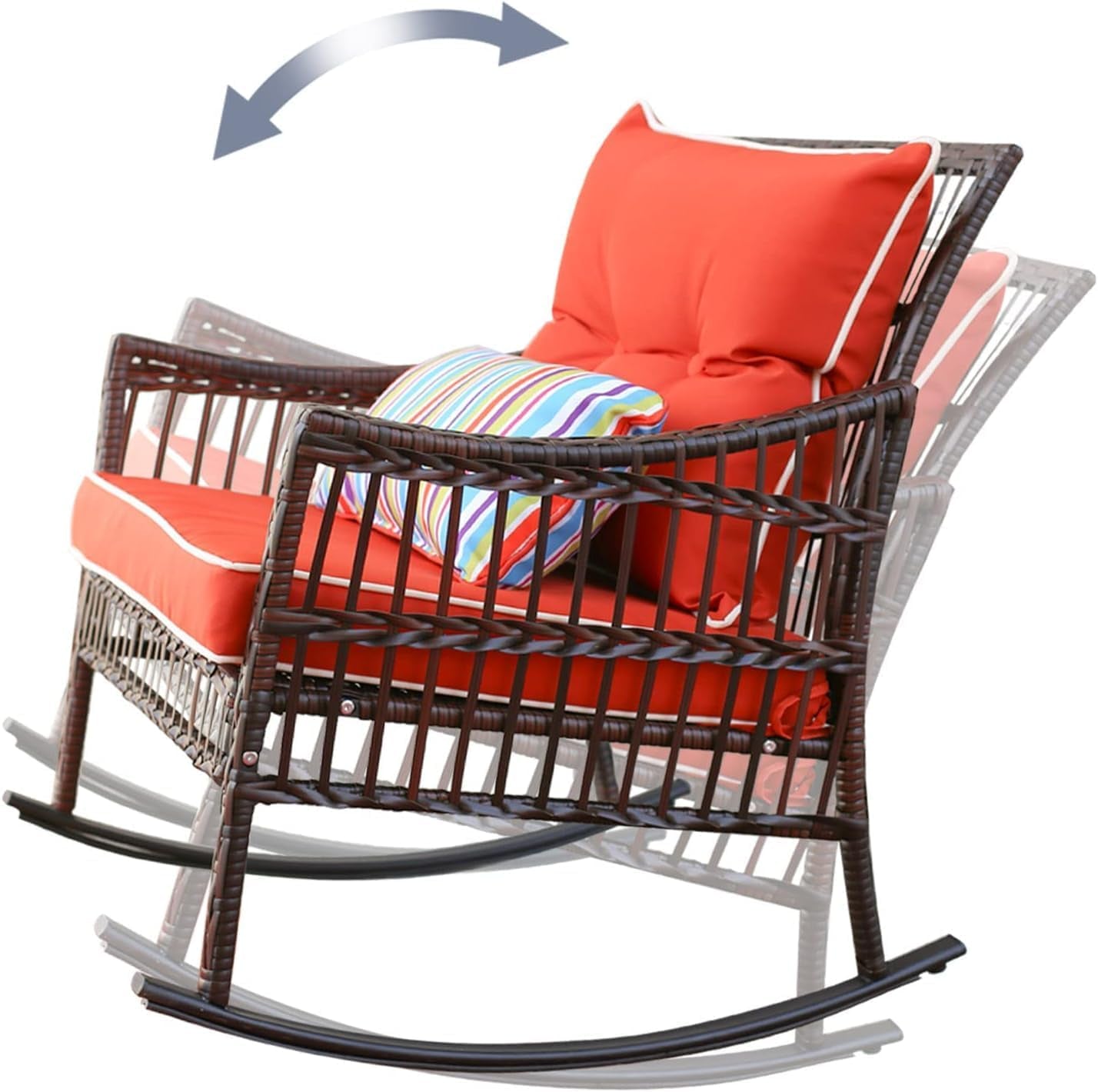 Orange 3 Piece Rocking Wicker Patio Set-3