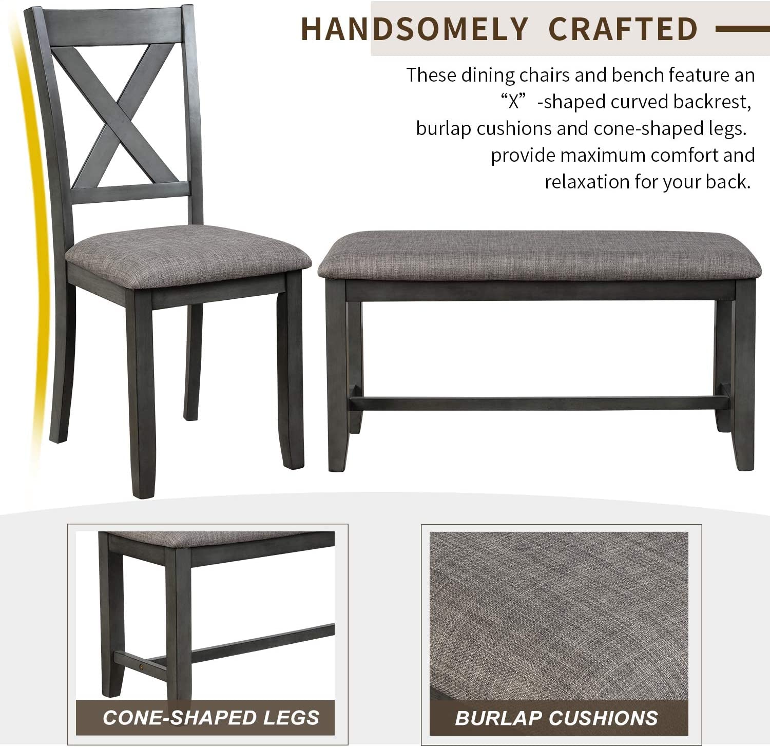 Grey Wooden Rectangular Dining Table Set of 6-1