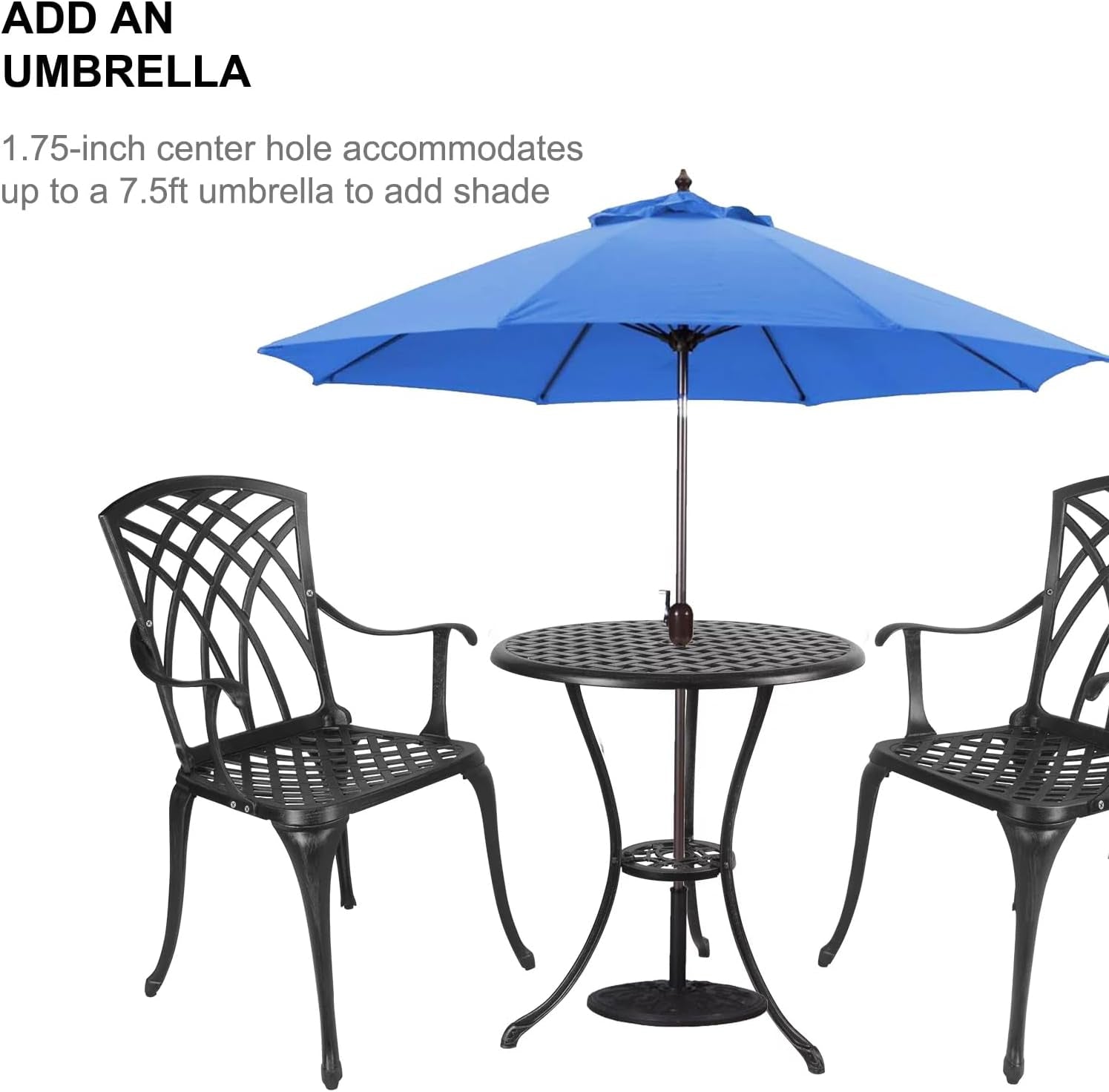 Outdoor Round Bistro Table Set Umbrella Hole-3