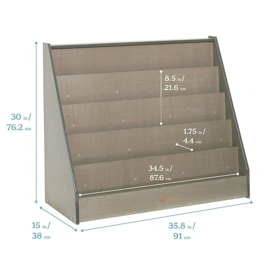 Single-Sided Book Display, Classroom Bookshelf, Grey Wash-1