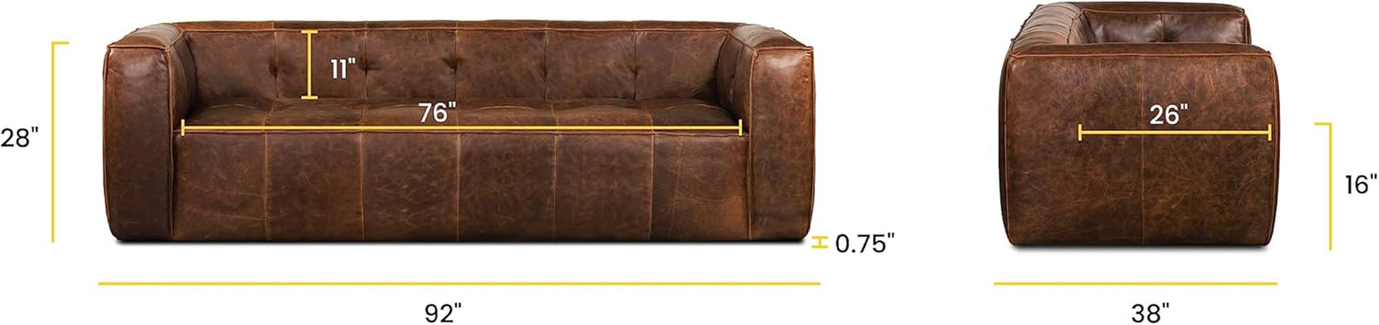 Capa Sofa in Full-Grain Semi-Aniline Italian Tanned Leather in Chocolate Brown-2