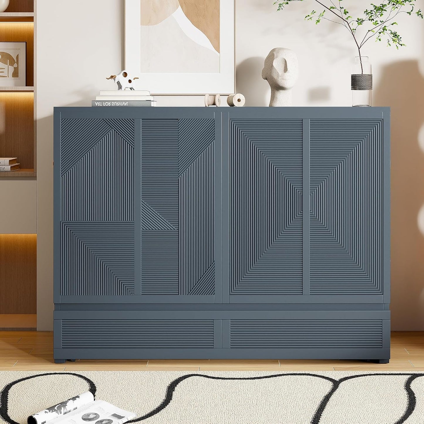 Farmhouse Full Size Murphy Bed with Charging Station-15