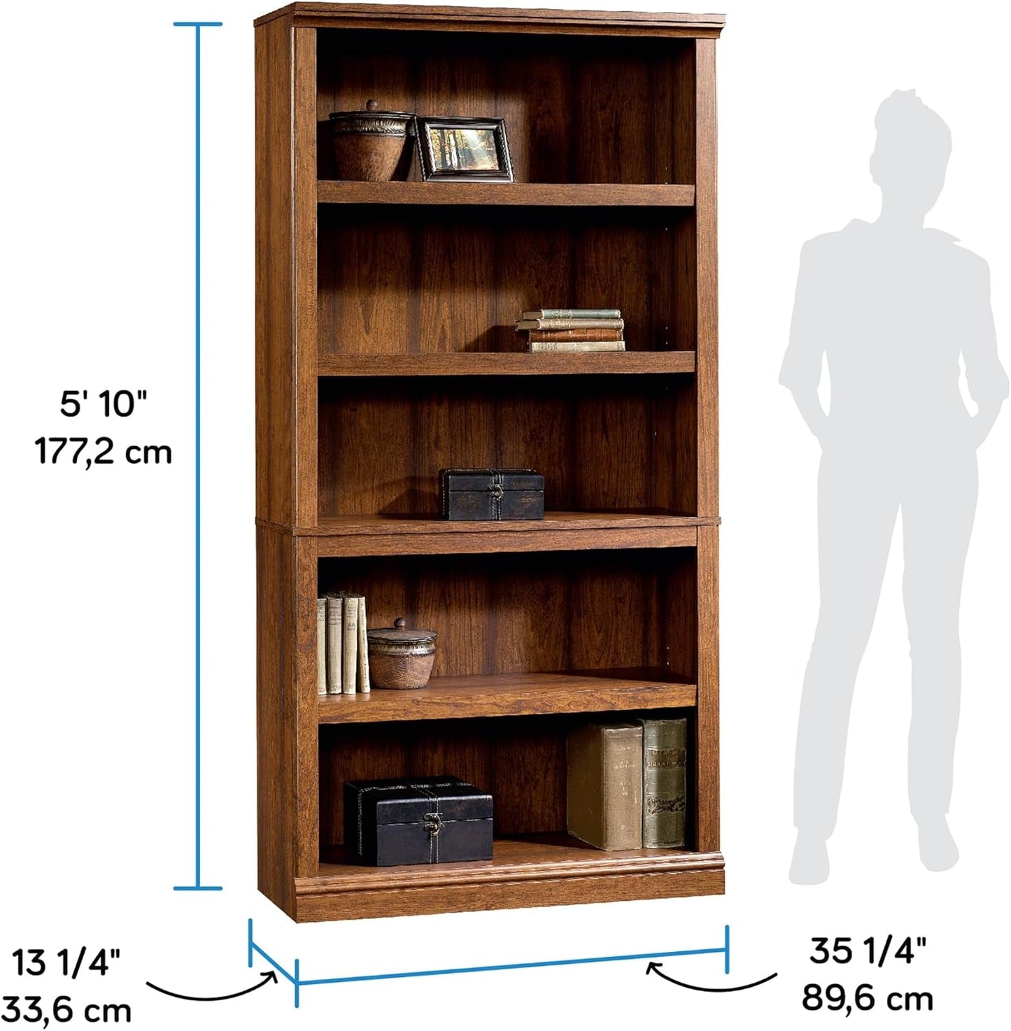 Miscellaneous Storage 5-Shelf Bookcase/ Book Shelf, Washington Cherry Finish-2