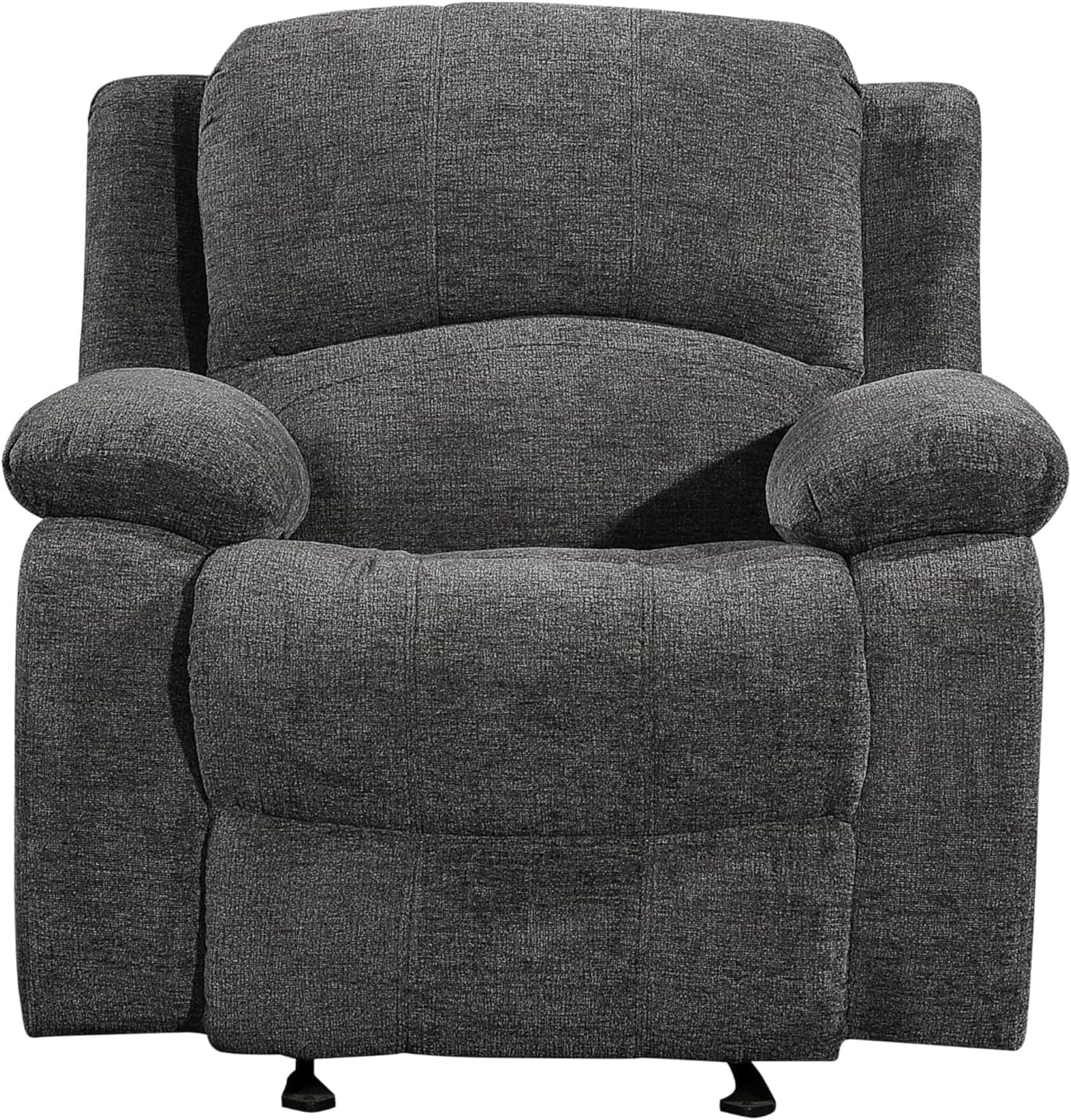 Soft Microfiber Reclining Sofa Set, Drop down Table, Cupholder Console, Living Room Set, Sofa Loveseat Glider Chair 8018M (Dark Grey, Chair)-0