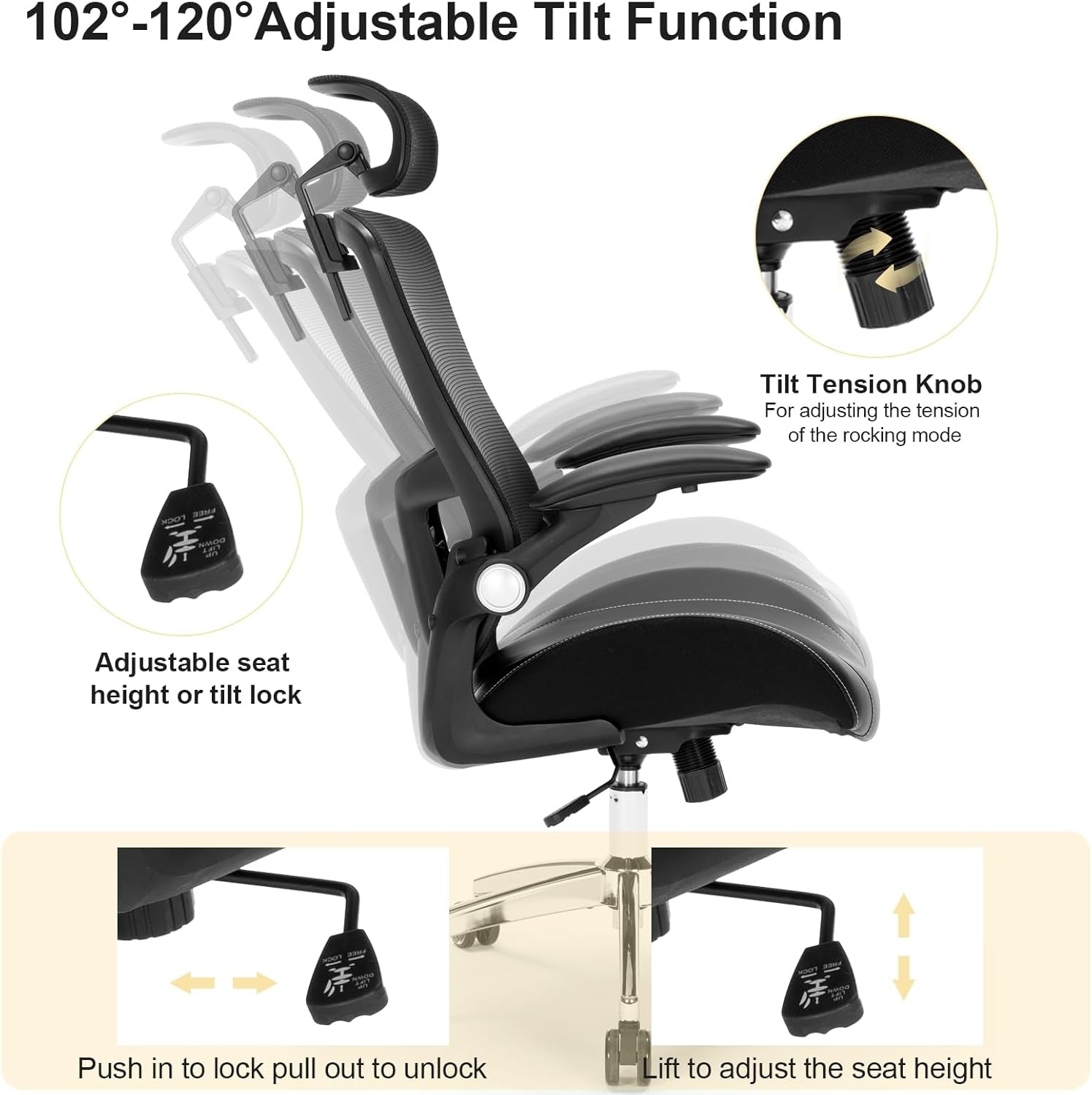 Big and Tall Office Chair, 400Lbs Heavy Duty Ergonomic Desk Chair with Soft 3D Modeling Foam Cushion Home Office Desk Chairs with Adjustable Headrest Seat Height Executive Computer Task Chair-3