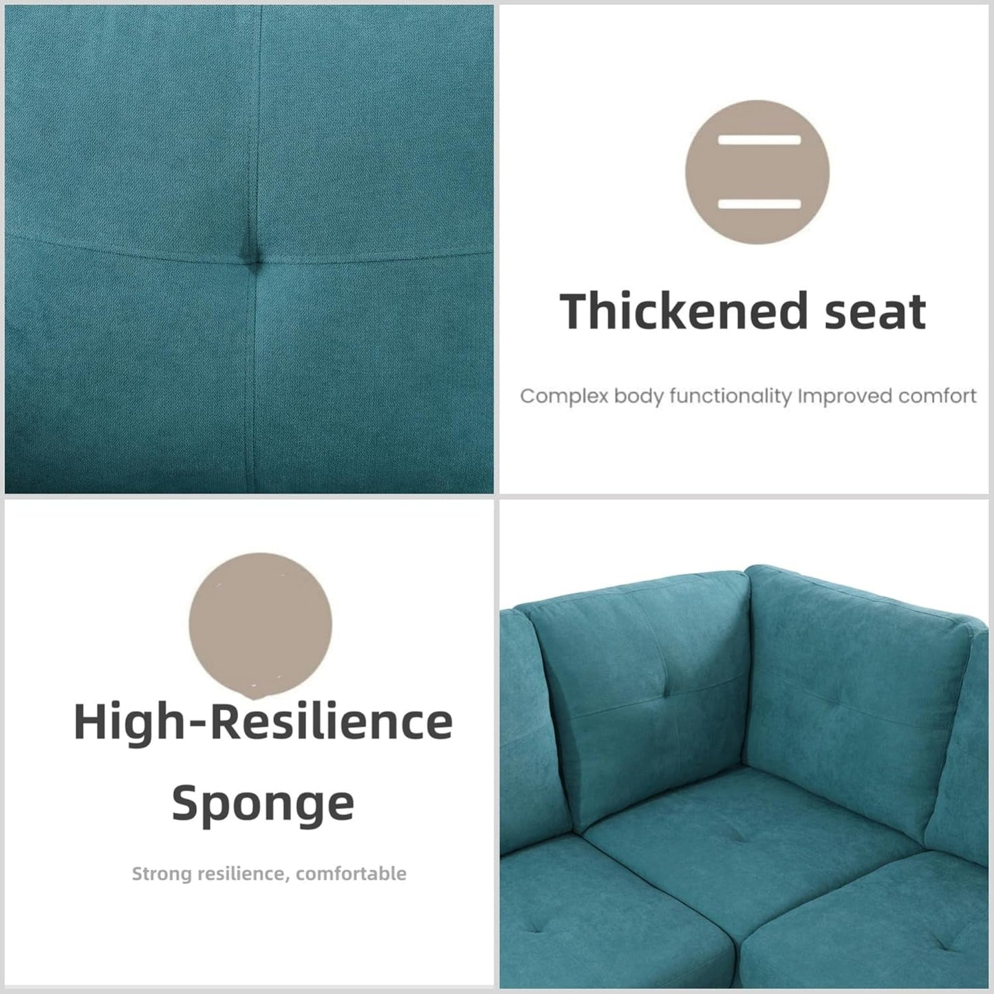 L Shaped Sectional Couches for Living Room, Modern Modular Sectional Sofa with Ottoman Storage, Comfy L Shaped Couch with Chaise for Bedroom Apartment Furniture, Green-4