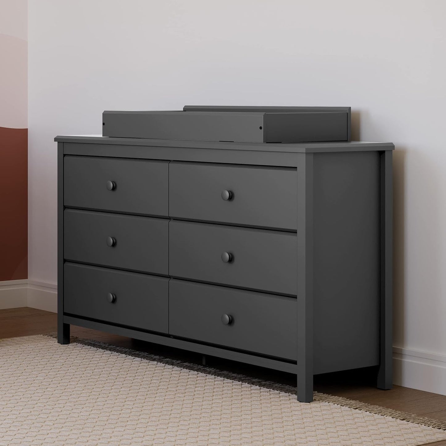 Alpine 6 Drawer Double Dresser (Gray) – GREENGUARD Gold Certified, Dresser for Nursery, 6 Drawer Dresser, Kids Dresser, Nursery Dresser Drawer Organizer, Chest of Drawers-2