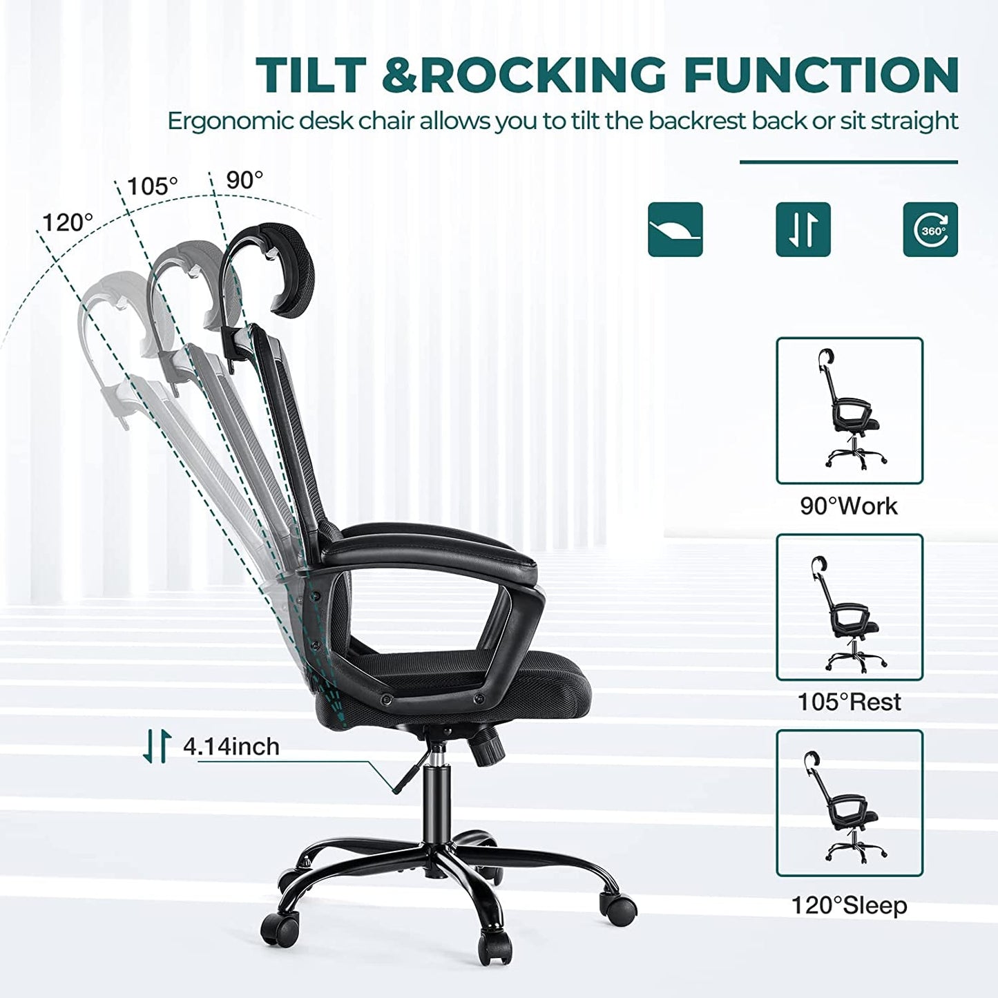 Ergonomic Mesh High Back Office Chair-3