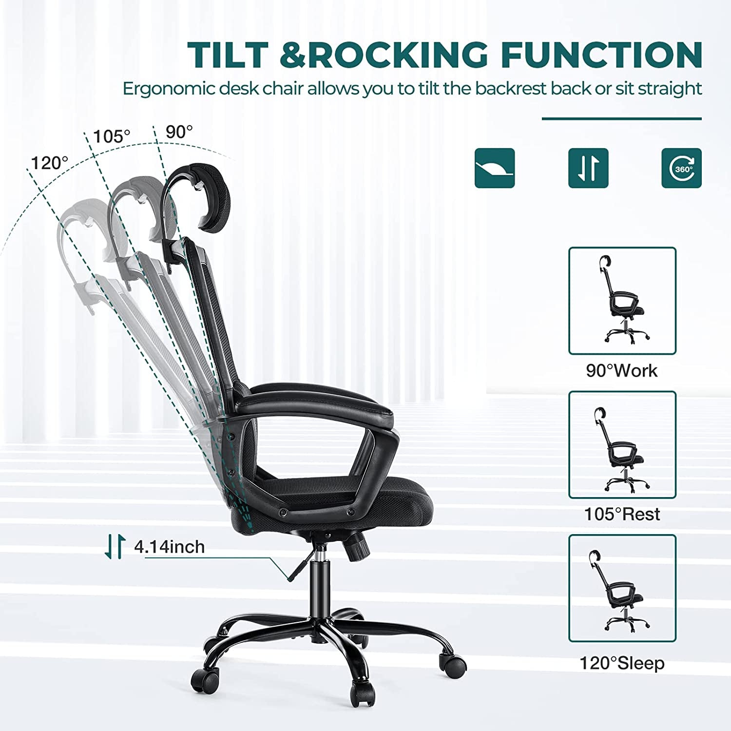 Ergonomic Mesh High Back Office Chair-3