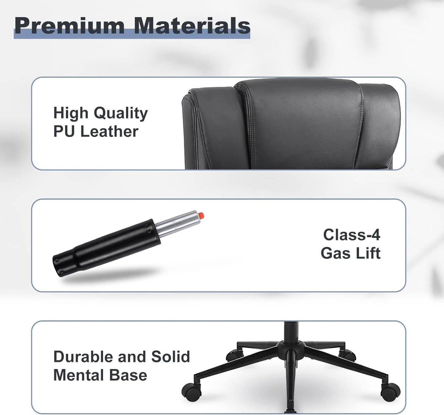 Ergonomic Leather Office Chairs, Lumbar Support, Set of 2-4