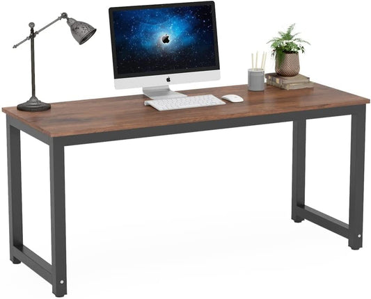 Computer Desk, 63 Inch Large Office Desk Computer Table Study Writing Desk Workstation for Home Office, Rustic Brown-0