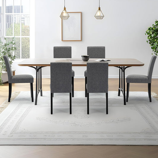 Set of 6 Chairs for Dining Room Mid Century Modern Fabric Upholstered Living Chairs-1