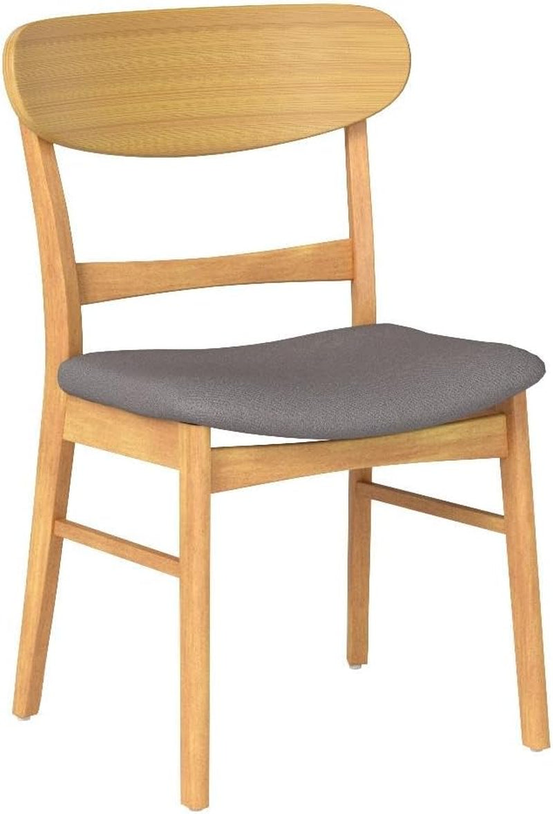 Heather Mid-Century Modern Dining Chairs (Set of 4), Dark Gray and Natural Oak-4