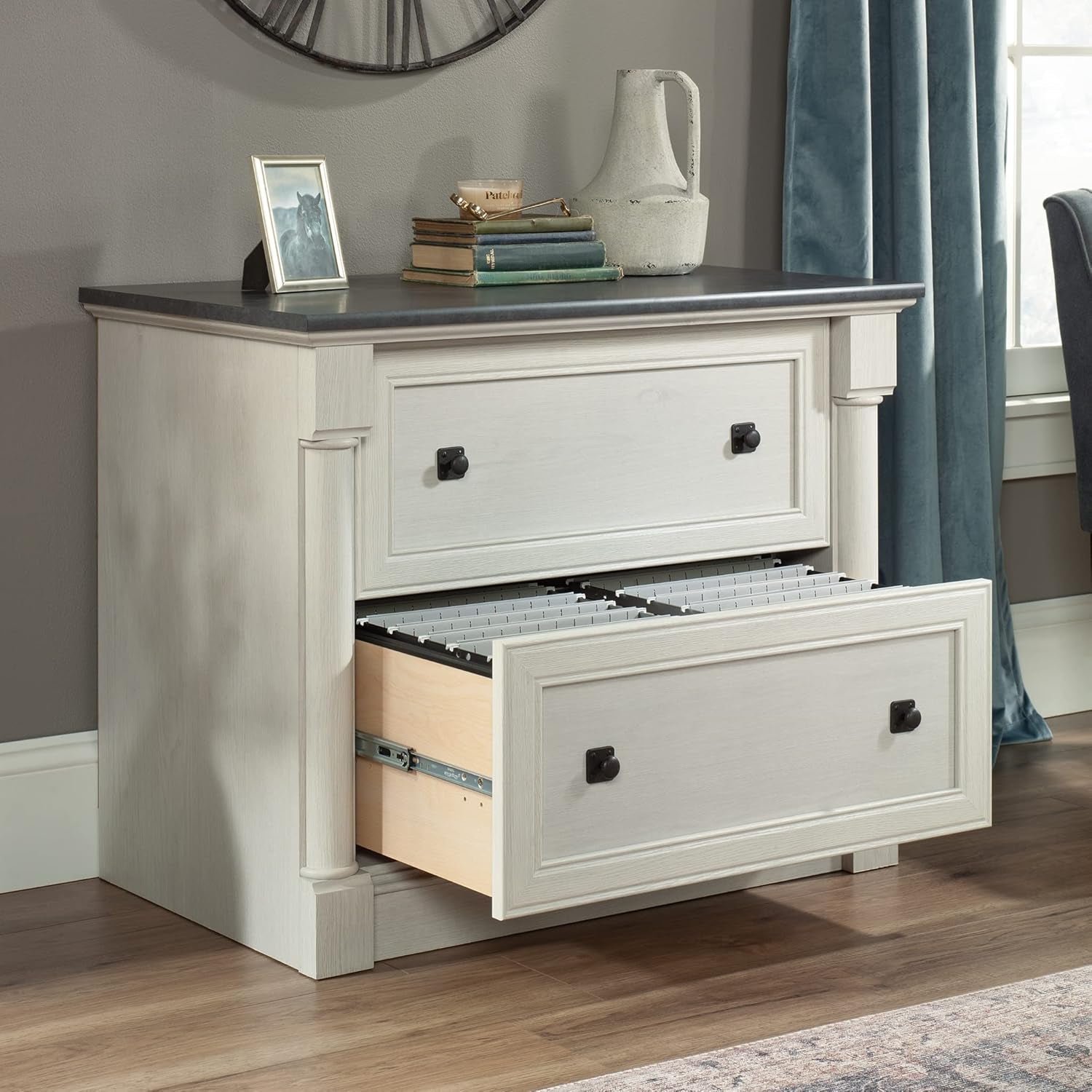 Palladia 2 Drawer File Cabinet, Lateral Filing Cabinets for Home Office, Hanging File Folders Organizer, Interlocking Drawers, in Glacier Oak Finish-3