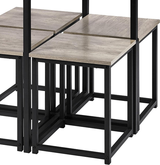 5-Piece Industrial Dining Table Set for 4, Gray-1