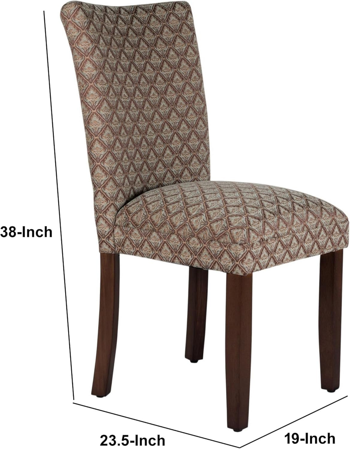 Home Decor |K1136-F662 | Classic Upholstered Parsons Dining Chair | Single Accent Dining Chair, Blue & Brown Damask-2