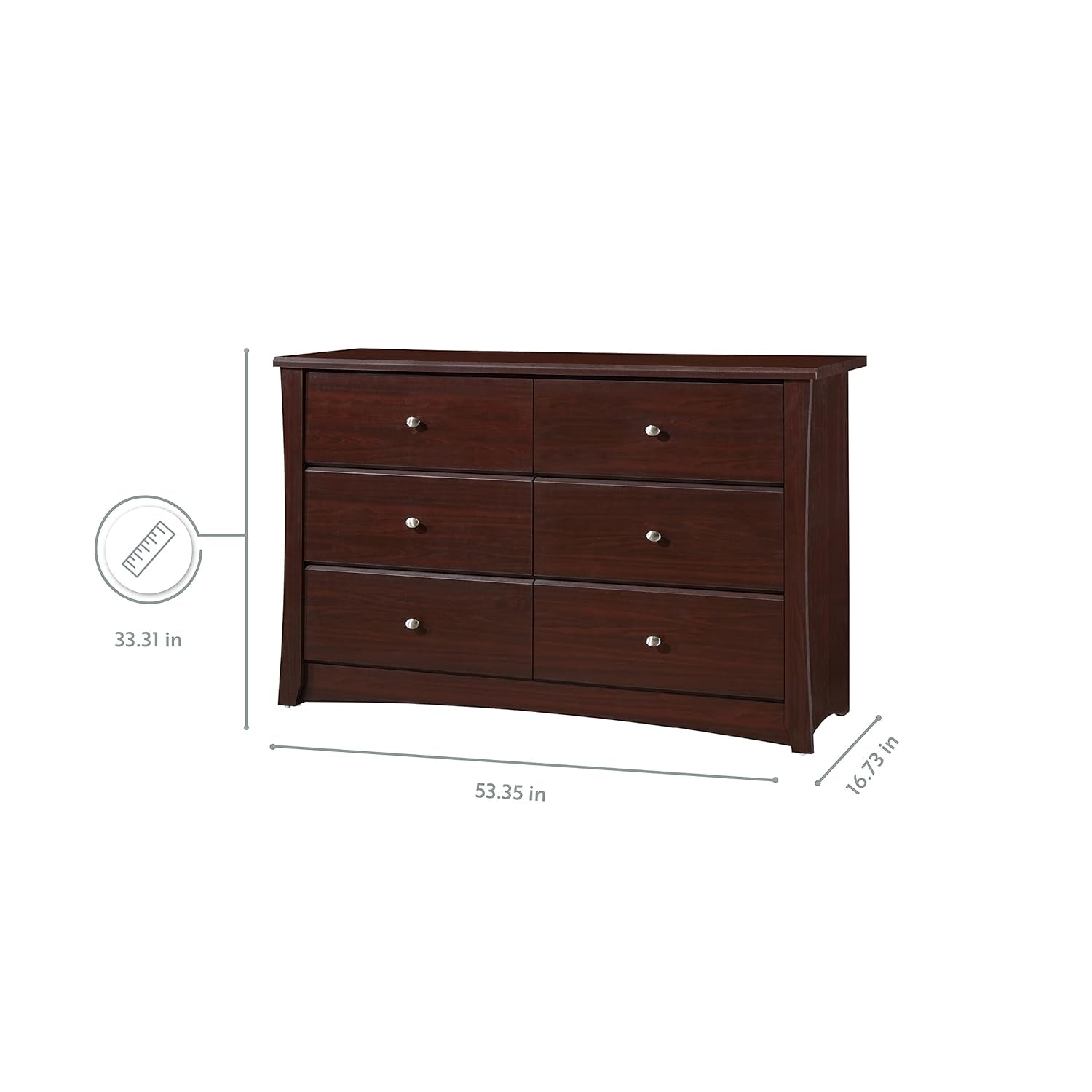 Crescent 6 Drawer Double Dresser (Espresso) – GREENGUARD Gold Certified, Dresser for Nursery, 6 Drawer Dresser, Kids Dresser, Nursery Dresser Drawer Organizer, Chest of Drawers-2