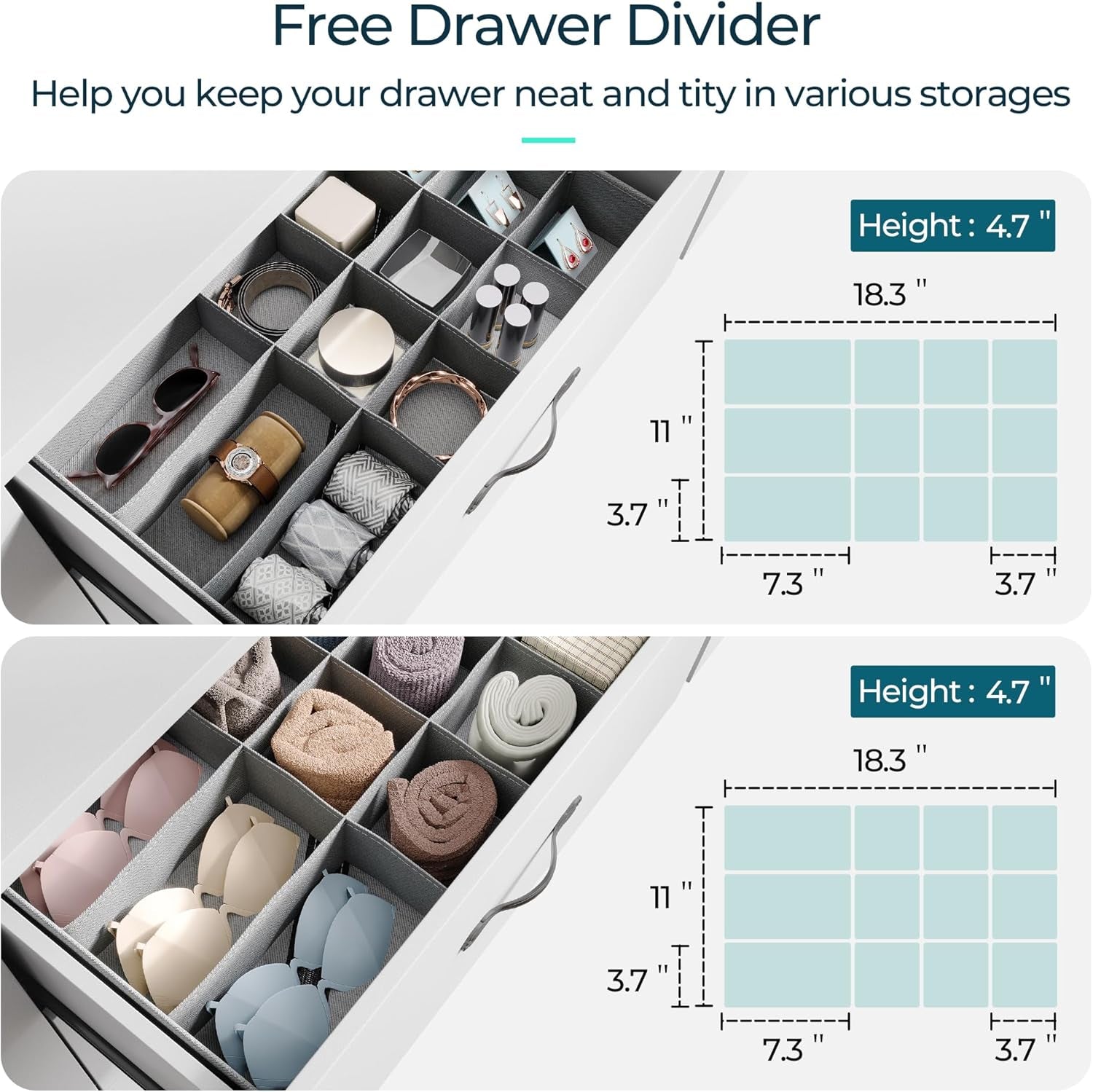 White 8-Drawer Dresser - Modern Bedroom Chest with Wide Drawers, Wood Storage Organizer for Bedroom or Living Room-3