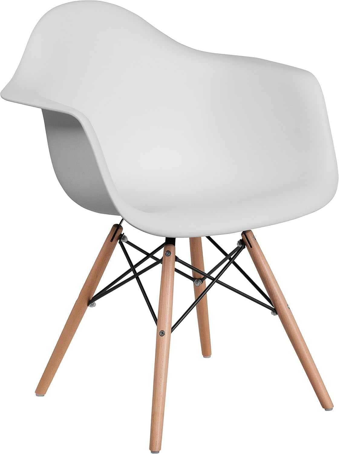 Alonza Series White Plastic Chair with Wooden Legs-0