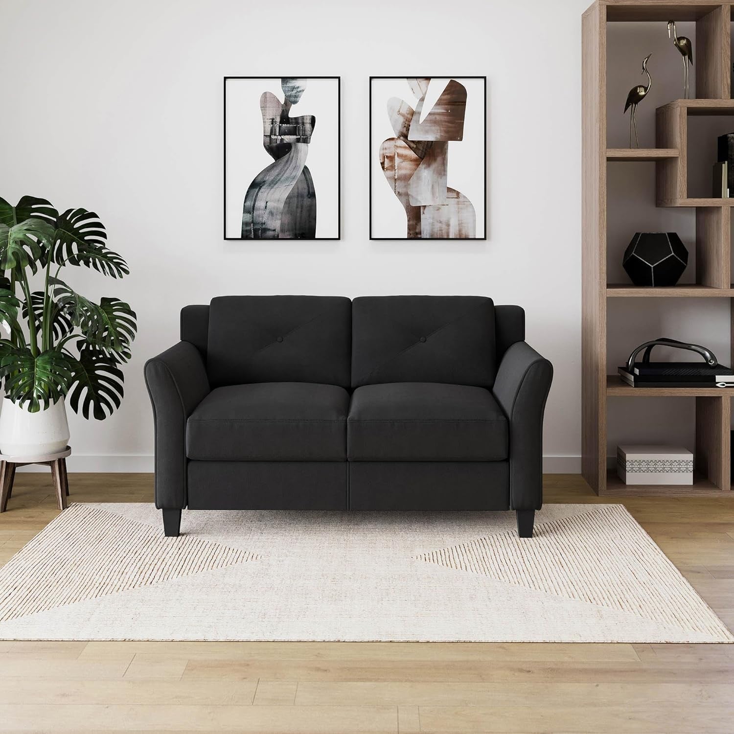 57" Black Loveseat - Harrington-0