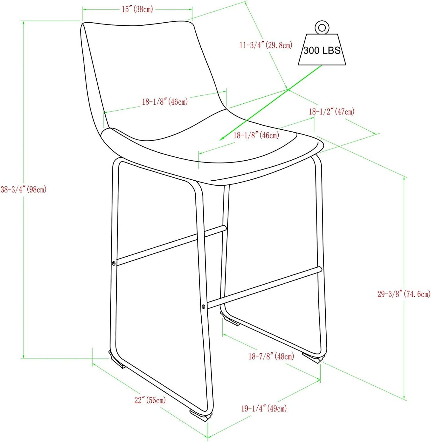 Douglas Urban Industrial Faux Leather Bar Chairs, Set of 2-2