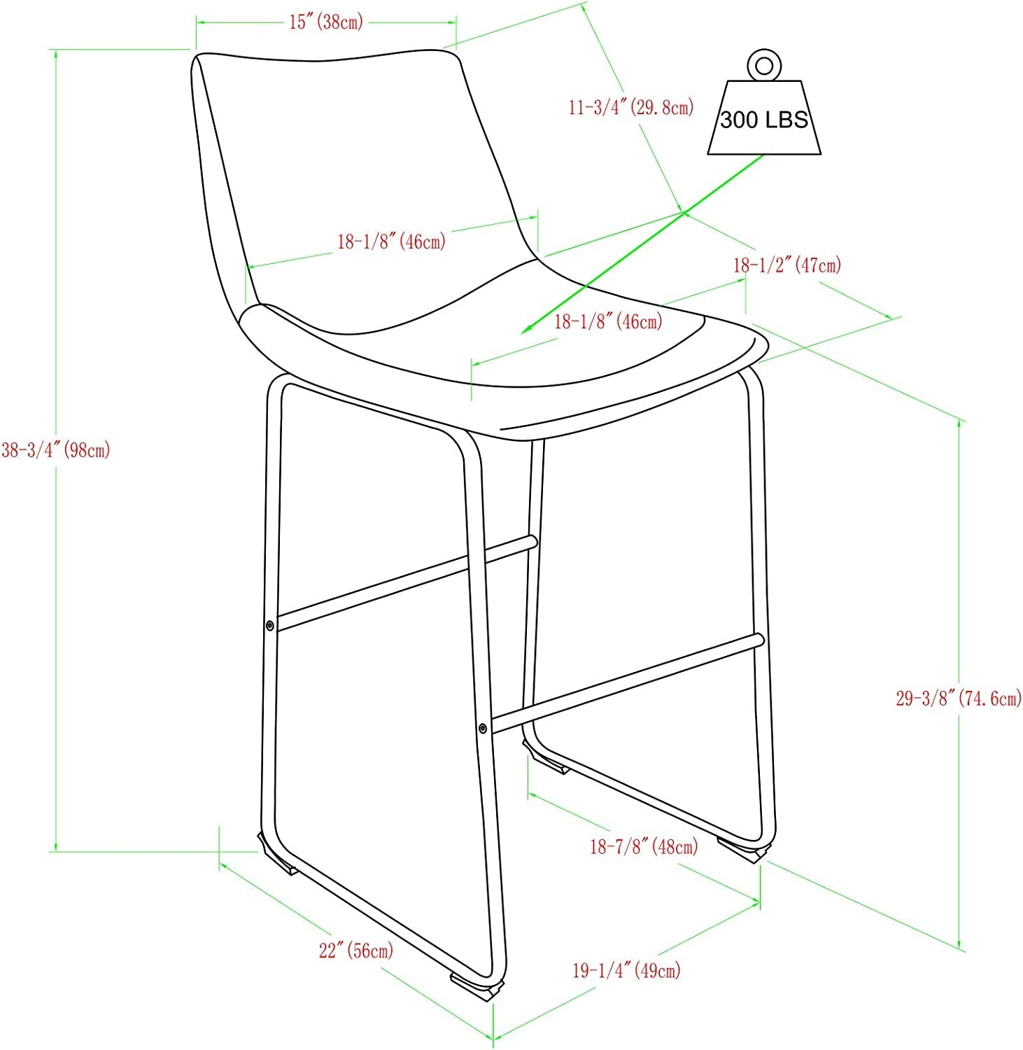 Douglas Urban Industrial Faux Leather Bar Chairs, Set of 2-2
