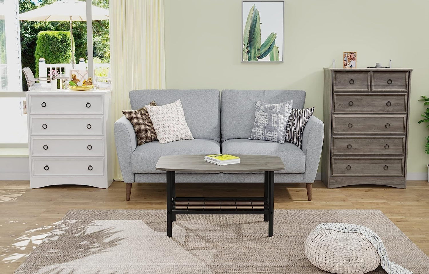 Gray Wash Tall Dresser with 6 Drawers for Bedroom Storage-4