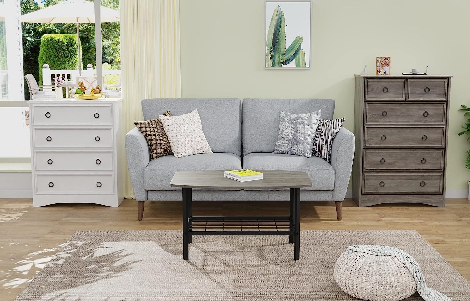 Gray Wash Tall Dresser with 6 Drawers for Bedroom Storage-4