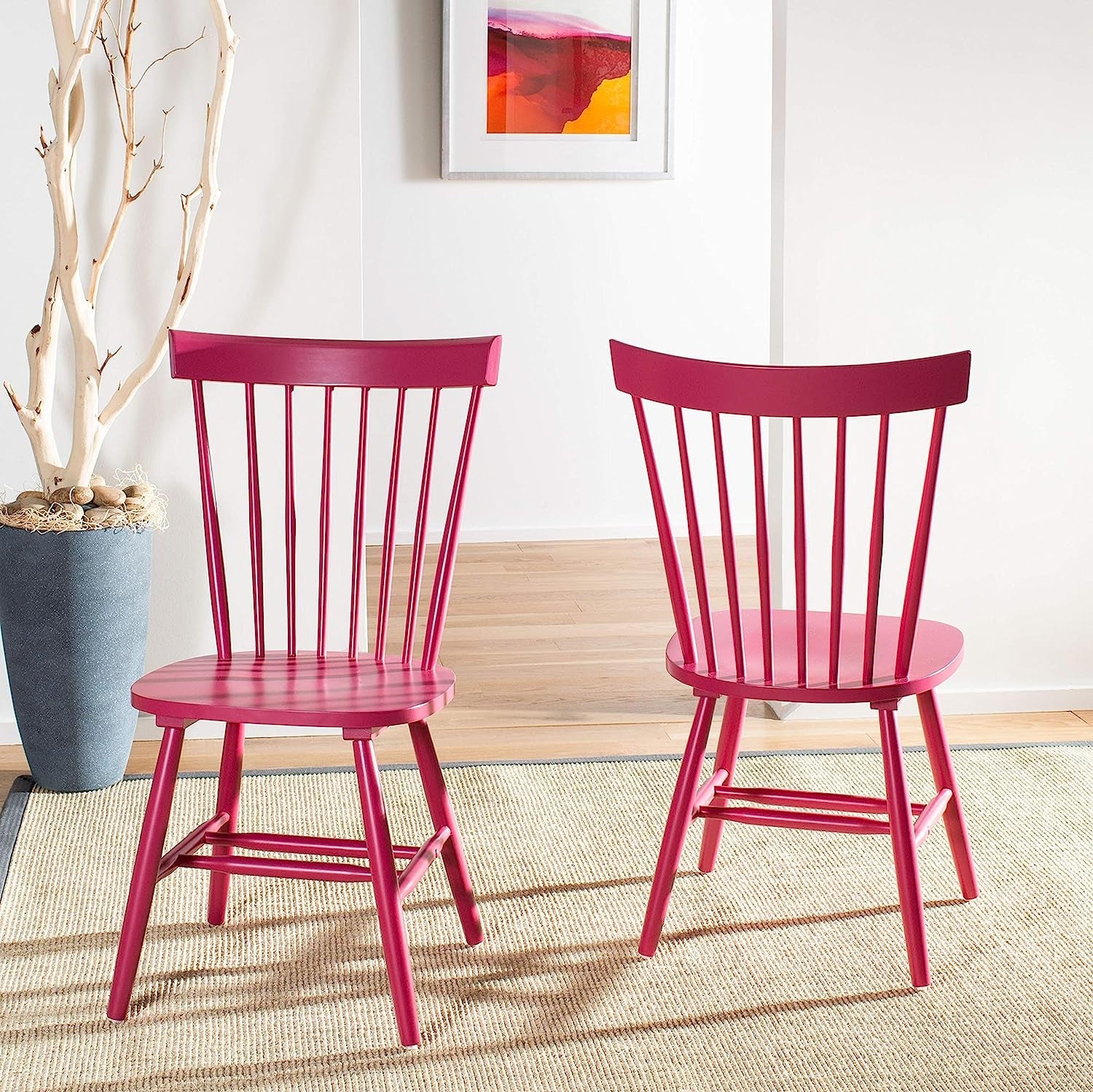 American Homes Collection Raspberry Pink Spindle Side Chair, Set of 2-3