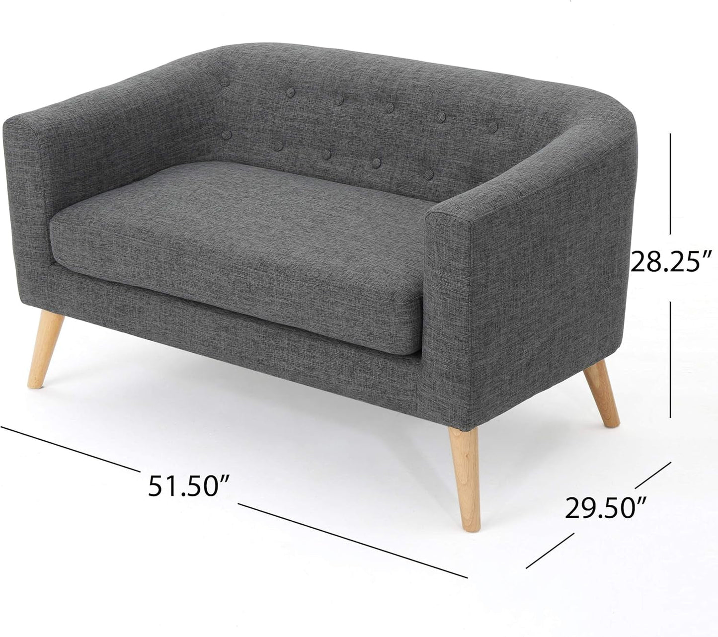 Grey Mid-Century Loveseat: Modern, Stylish Design-2