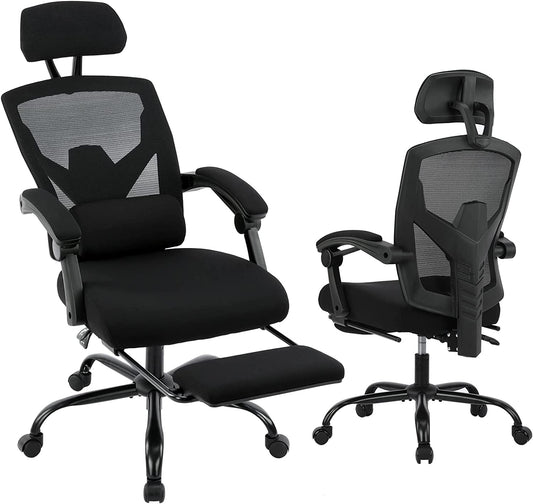 Ergonomic Reclining Mesh Office Chair with Accessories-1