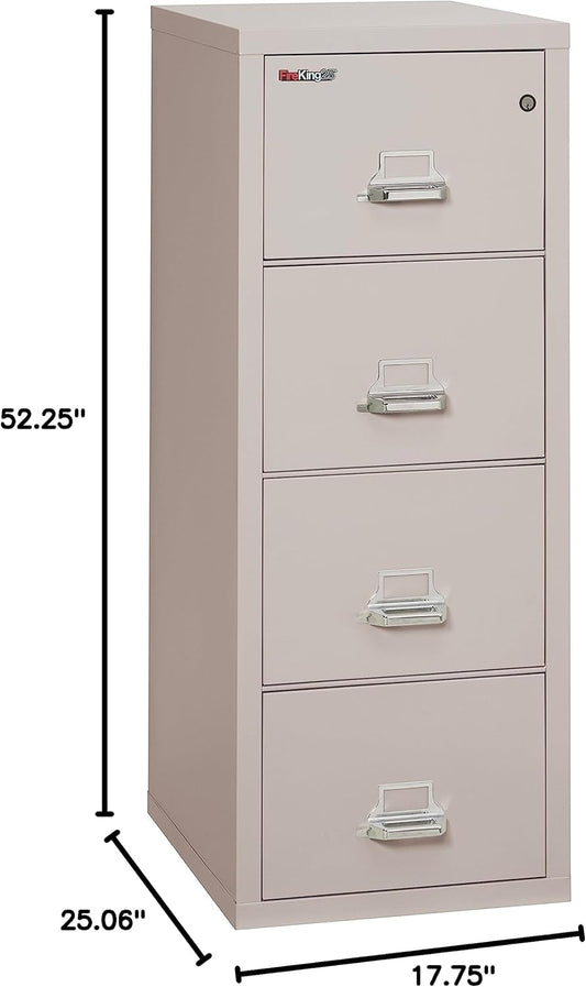 Vertical 4 Drawer Letter Fire Safe File Cabinet with Key Lock, 1 Hour Fire Rated, UL Rated & Water Resistant Home Safe, Made in the USA, Platinum-1