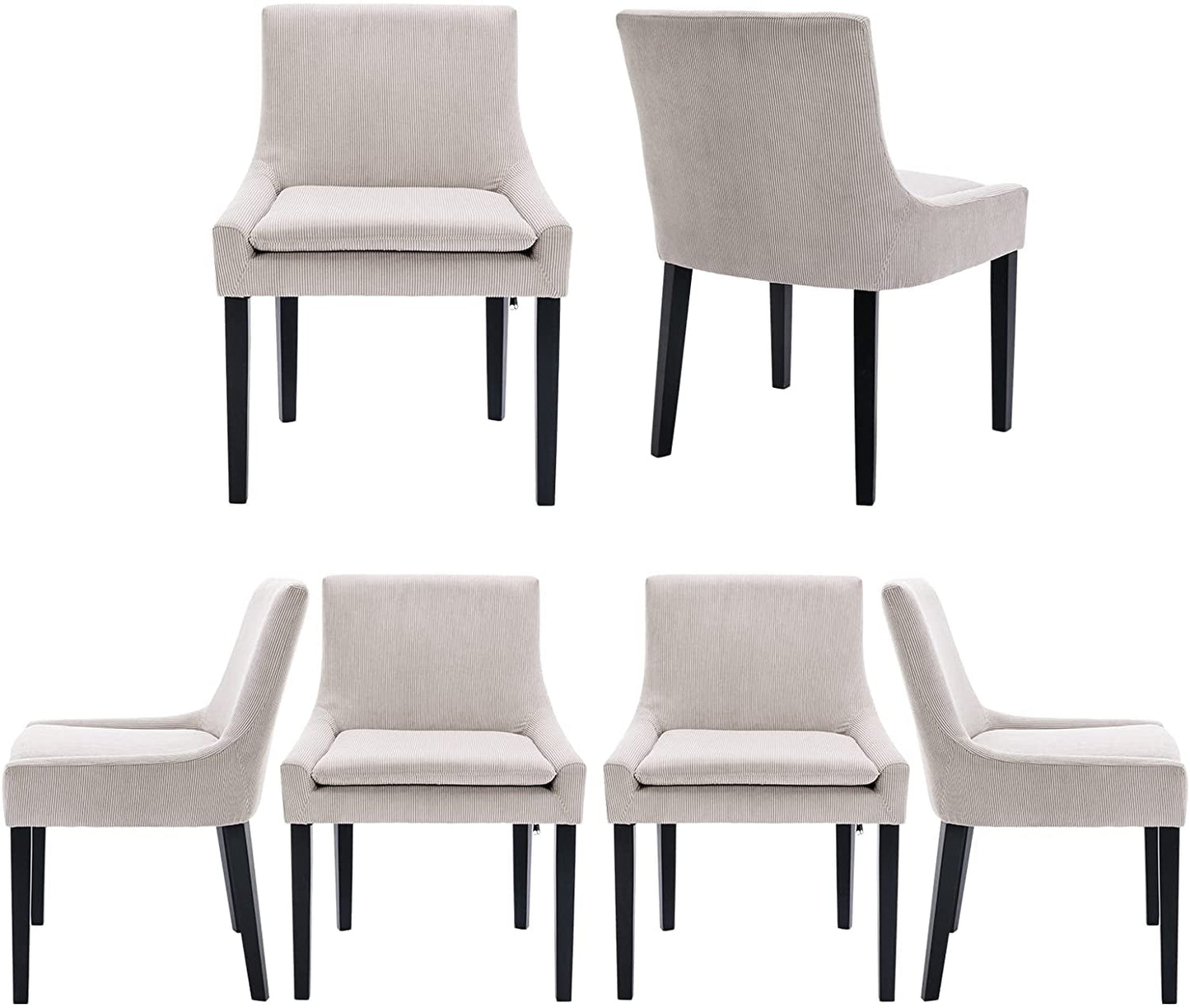 Corduroy Dining Chairs with Wood Legs, Set of 6-2