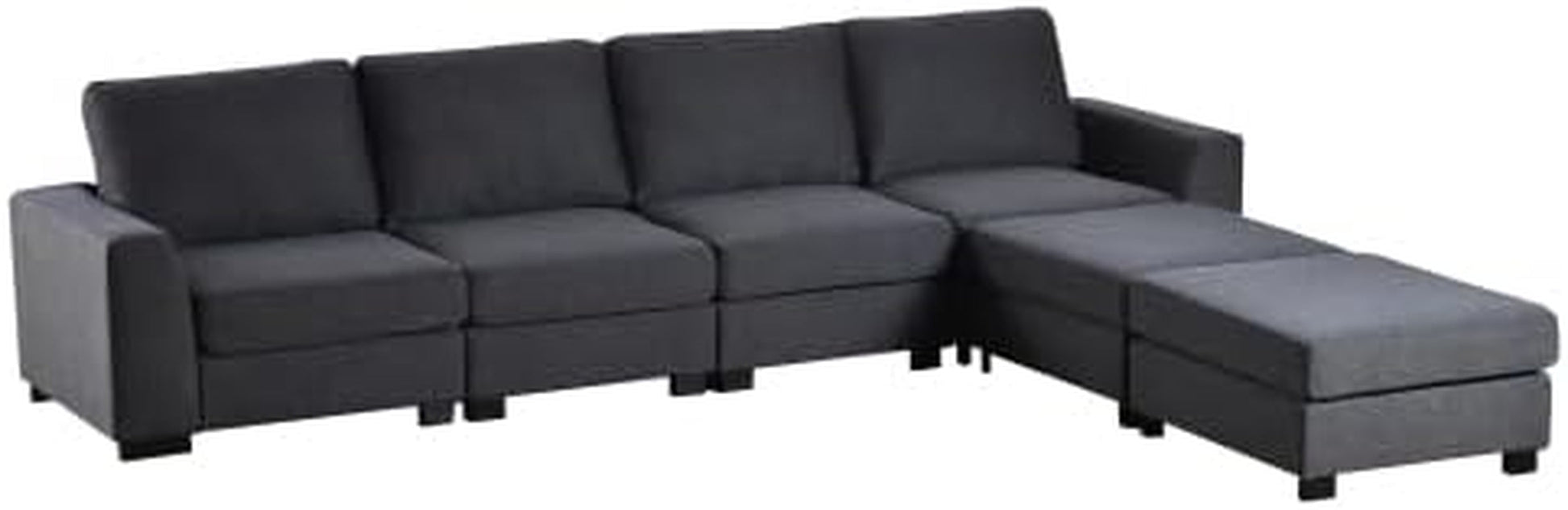 Convertible Sectional Sofa Couch, Modern Fabric U-Shaped Living Room Furniture Set with Removable Ottomans, 4-Seat Upholstered Couch with Wide Armrest for Office, Apartment-3