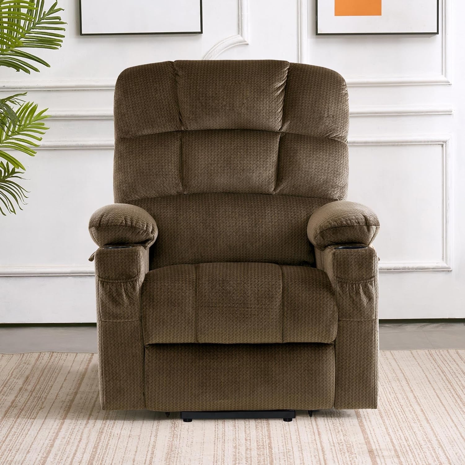 Dual Motor Lift Recliner Massage Heat Elderly Brown-1