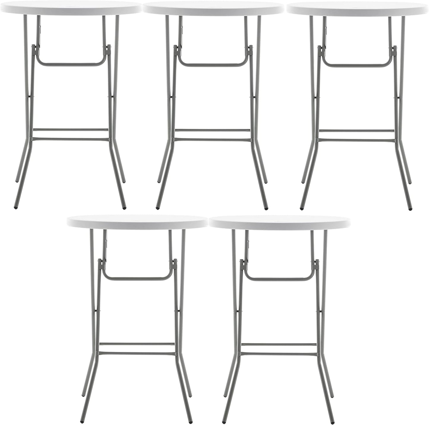 32" Round White Folding Table Set Bar Height-1