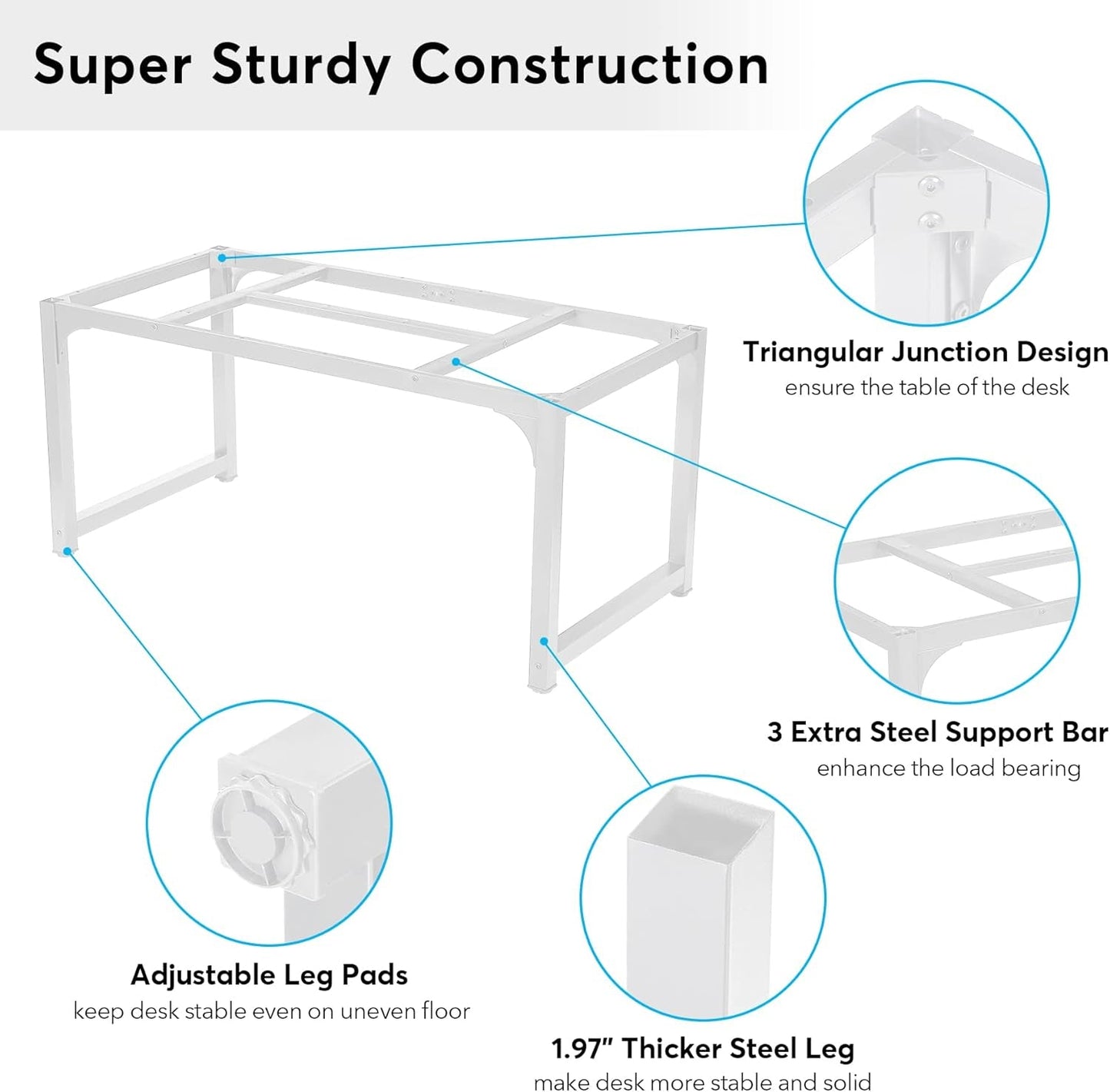 Large White Executive Office Desk 63 Inch-4